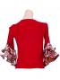Flamenco Blouse with Rose & Paisley Frills/ Red / G1901r
