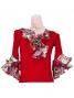 Flamenco Blouse & Skirt with Rose & Paisley Frills / Two-piece / Red / G1902r