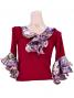 Flamenco Blouse & Skirt with Rose & Paisley Frills / Two-piece / Wine / G1902wi