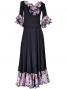 Flamenco Blouse & Skirt with Rose & Paisley Frills / Two-piece / Black / G1902b