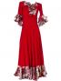 Flamenco Blouse & Skirt with Rose & Paisley Frills / Two-piece / Red / G1902r