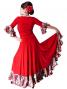 Flamenco Blouse & Skirt with Rose & Paisley Frills / Two-piece / Red / G1902r