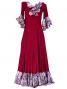 Flamenco Blouse & Skirt with Rose & Paisley Frills / Two-piece / Wine / G1902wi