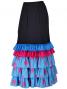 Semi-Mermaid Flamenco Polka Dots Printed Skirt with Frills/ Blue & Pink / G2036blpi