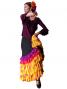 Semi-Mermaid Flamenco Polka Dots Printed Skirt with Frills/ Yellow & Pink / G2036ypi