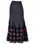 Semi-Mermaid Flamenco Polka Dots & Rose Printed Skirt with Frills/ Black / G2037b