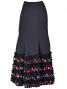 Semi-Mermaid Flamenco Polka Dots & Rose Printed Skirt with Frills/ Black / G2037b