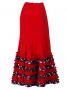 Semi-Mermaid Flamenco Polka Dots & Rose Printed Skirt with Frills/ Red / G2037r
