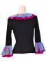 Flamenco Ruffle 3/4 Sleeves Blouse / Roses & Dots / Model Carla / G2349bbl