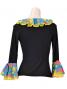 Flamenco Ruffle 3/4 Sleeves Blouse / Roses & Dots / Model Carla / G2349bg
