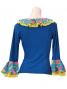Flamenco Ruffle 3/4 Sleeves Blouse / Roses & Dots / Model Carla / G2349blg