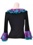 Flamenco Ruffle 3/4 Sleeves Blouse / Roses & Dots / Model Carla / G2349bp