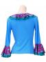 Flamenco Ruffle 3/4 Sleeves Blouse / Roses & Dots / Model Carla / G2349lbp