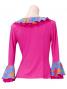 Flamenco Ruffle 3/4 Sleeves Blouse / Roses & Dots / Model Carla / G2349pibl