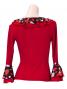 Flamenco Ruffle 3/4 Sleeves Blouse / Roses & Dots / Model Carla / G2349rb