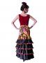 Flared Flamenco Skirt with 5 Layer Frills / Velvet & Shantung / Model Odalis / Black / G2431bk