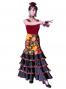 Flared Flamenco Skirt with 5 Layer Frills / Velvet & Shantung / Model Odalis / Black / G2431bk