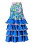 Flared Flamenco Skirt with 5 Layer Frills / Velvet & Shantung / Model Odalis / Blue / G2431bl