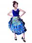 Flared Flamenco Skirt with 5 Layer Frills / Velvet & Shantung / Model Odalis / Blue / G2431bl