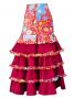 Flared Flamenco Skirt with 5 Layer Frills / Velvet & Shantung / Model Odalis / Red / G2431rd