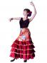 Flared Flamenco Skirt with 5 Layer Frills / Velvet & Shantung / Model Odalis / Red / G2431rd