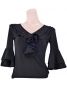 Flamenco Piping Blouse with Flounces and Ruffles/ Black Piping / G70