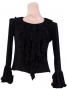 Flamenco Black  Blouse with Flounces and Ruffles/ Black / G814b
