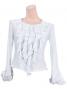 Flamenco White  Blouse with Flounces and Ruffles/ White / G814w