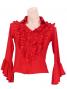 Flamenco Shirt Collar with Flounces and Ruffles/ Red / G842r