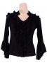 Flamenco Stand Collar Blouse with Flounces and Ruffles/ Black / G843b