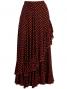 Flamenco Polka Dots Skirt with Frill/ Black&Orange Dot / G889o