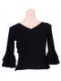 Flamenco Black  Cross Over Blouse with Flounces and Ruffles/ Black / G98b
