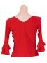 Flamenco Red Cross Over Blouse with Flounces and Ruffles/ Red / G98r