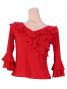Flamenco Red Cross Over Blouse with Flounces and Ruffles/ Red / G98r