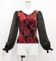 Flamenco Blouse & Skirt / Roses / Red & Black / JFBS-11