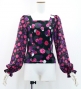Flamenco Blouse & Skirt / Roses & Dots / Black & Pink / JFBS-13
