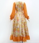 Flamenco Blouse & Skirt / Modern Fowers / Blue & Orange / JFBS-21