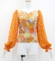 Flamenco Blouse & Skirt / Modern Fowers / Blue & Orange / JFBS-21