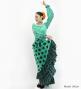 Flamenco Blouse & Skirt / Polka Dots / Turquoise Blue & Black / JFBS-7
