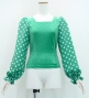 Flamenco Blouse & Skirt / Polka Dots / Turquoise Blue & Black / JFBS-7