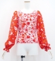 Flamenco Blouse & Skirt / Butterfly Paisley / White & Red / JFBS-8