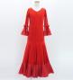 Kids Flamenco Flare Velvet Dress with Frills / Dark Red2 / JFDp-2