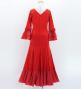 Kids Flamenco Flare Velvet Dress with Frills / Dark Red2 / JFDp-2