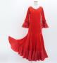 Kids Flamenco Flare Velvet Dress with Frills / Dark Red2 / JFDp-2