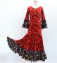 Kids Flamenco Flare Velvet Dress with Frills / Dots / Red & Black / JFDp-3
