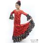 Kids Flamenco Flare Velvet Dress with Frills / Dots / Red & Black / JFDp-3