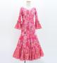 Kids Flamenco Flare Velvet Dress with Frills / Modern Flower / Pink / JFDp-4