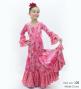 Kids Flamenco Flare Velvet Dress with Frills / Modern Flower / Pink / JFDp-4