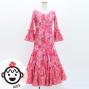 Kids Flamenco Flare Velvet Dress with Frills / Modern Flower / Pink / JFDp-4