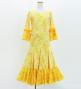 Kids Flamenco Flare Velvet Dress with Frills / Flower / yellow / JFDp-5